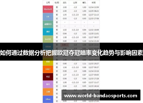 如何通过数据分析把握欧冠夺冠赔率变化趋势与影响因素